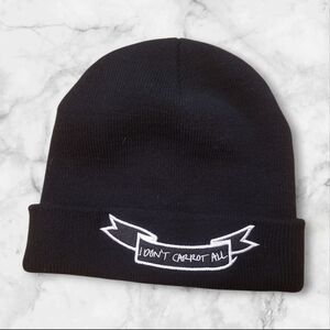 Black Beanie with Embroidered Design
